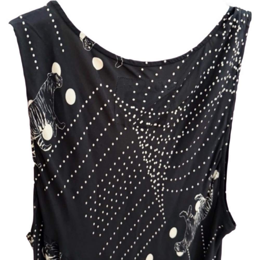 Johnny Was BIYA Black Silk Rea Dress with tiger graphics - sleeveless on Sale!! - Picture 3 of 13